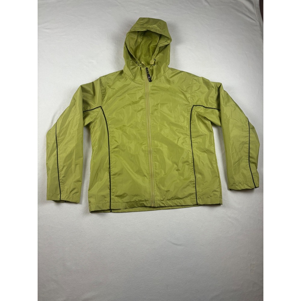 Green Windbreaker Jacket Hooded‎ Y2K Streetwear Size L